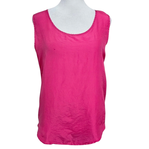 Vintage ELLEN ASHLEY 100% Silk Sleeveless Blouse In Fuchsia Pink. Size Small - Picture 1 of 8